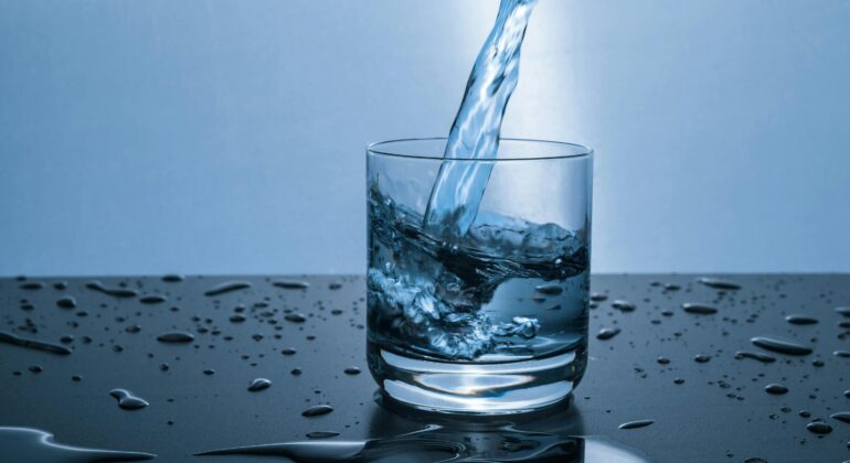 Dew Drops Fresh Mineral water in Glass